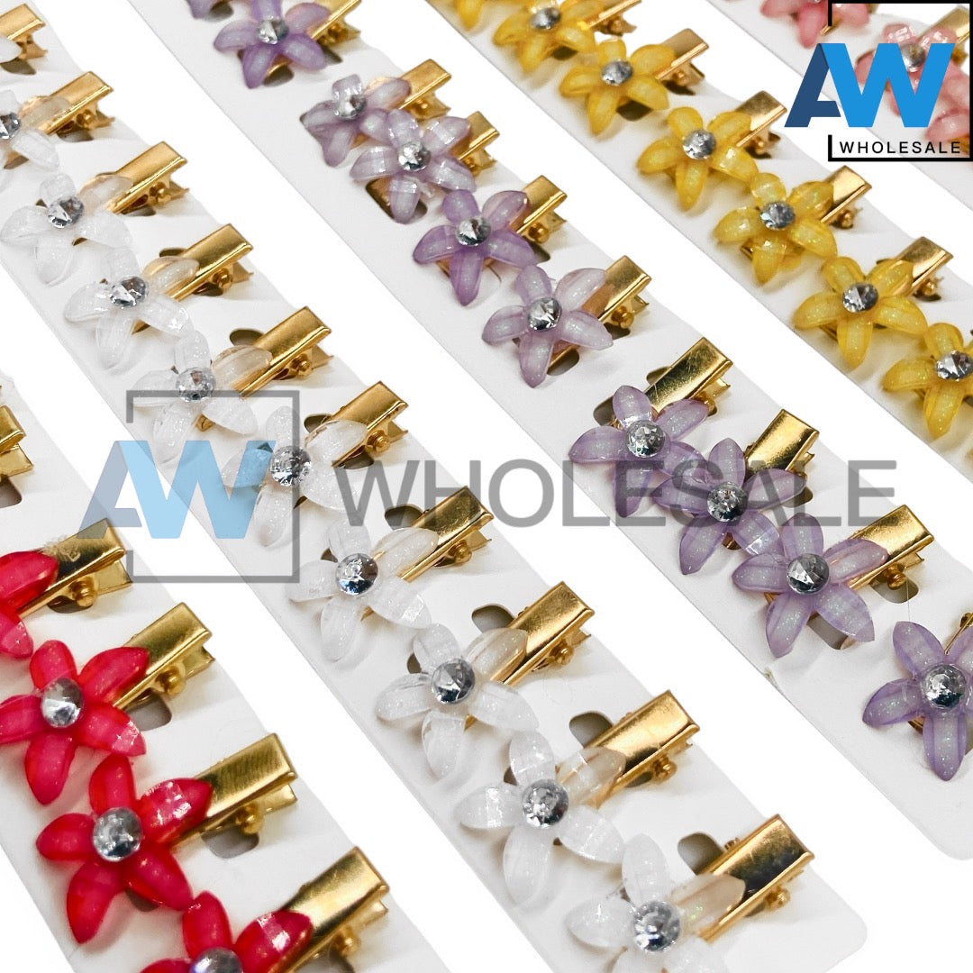 HPN-2076 (10 pcs) Acrylic Flower Hair Clips