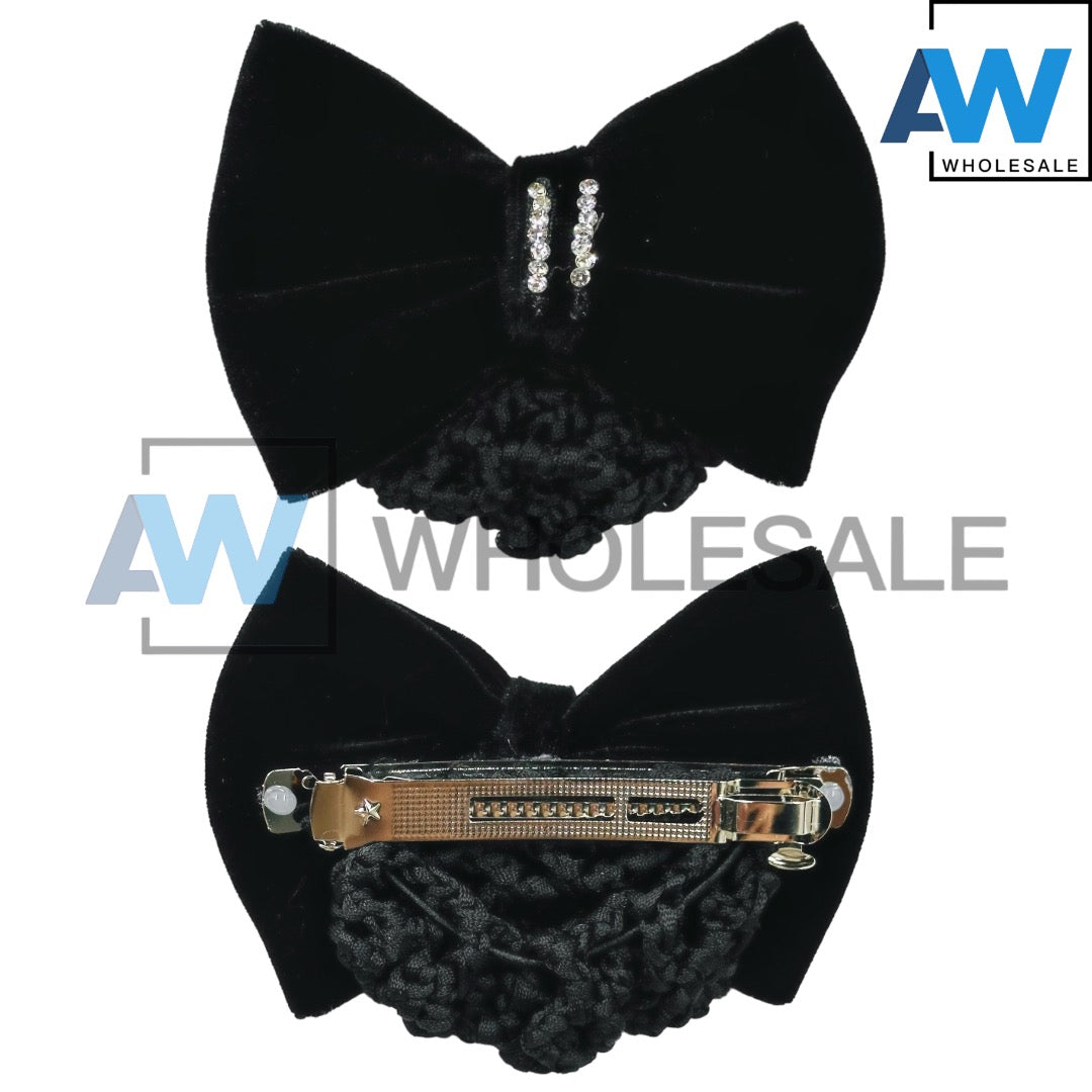 HPN-2110 (12 pcs) Velvet Ribbon Hair Net Hair Clips