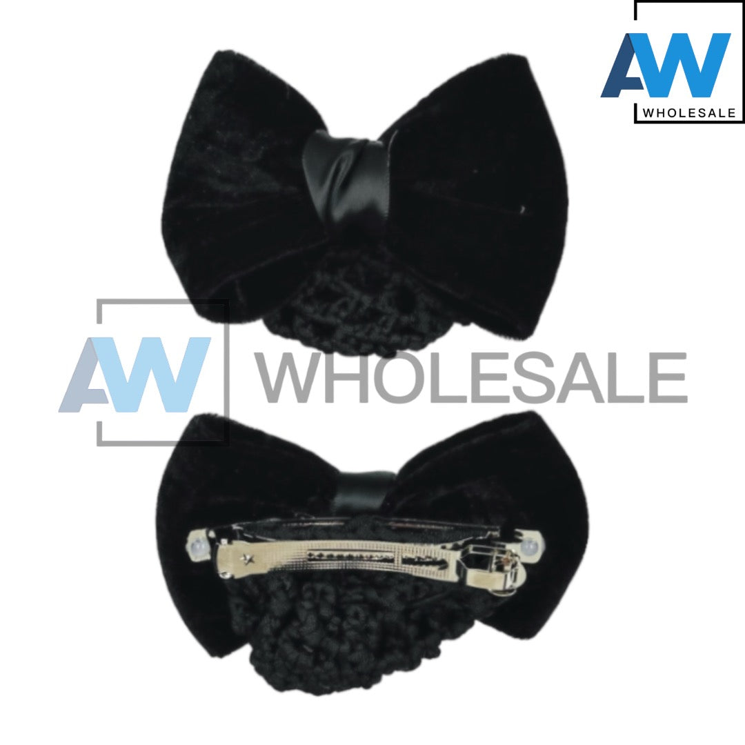HPN-2111 (12 pcs) Velvet Ribbon Hair Net Hair Clips