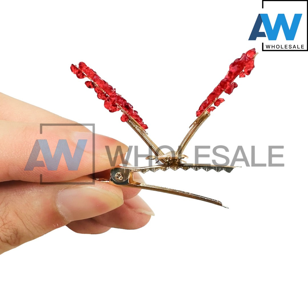 HPN-2123 (12 pcs) Glitter Spring Butterfly Hair Clips