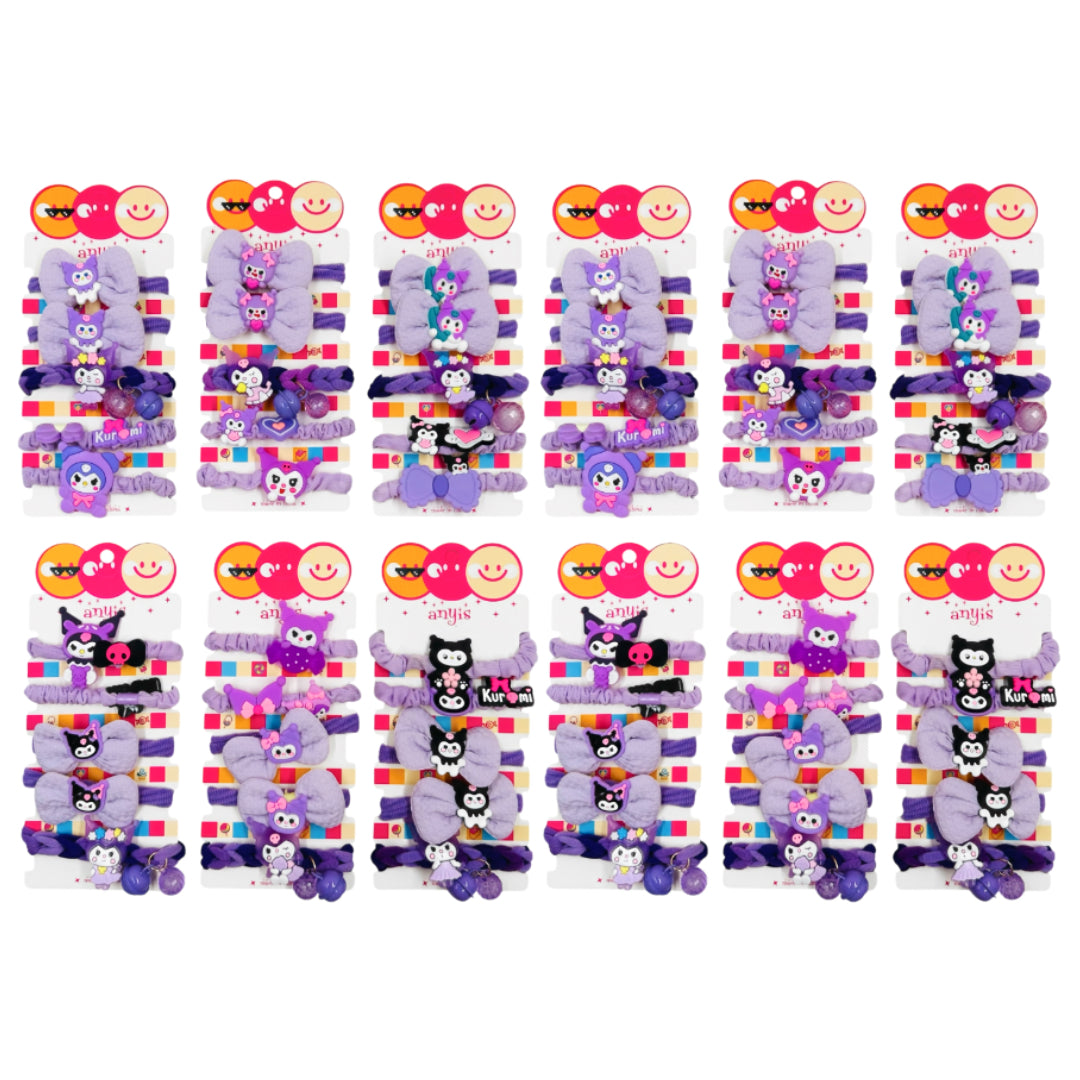 HPN-2168 (8 pcs) 5 in 1 K Character Hair Tie Sets