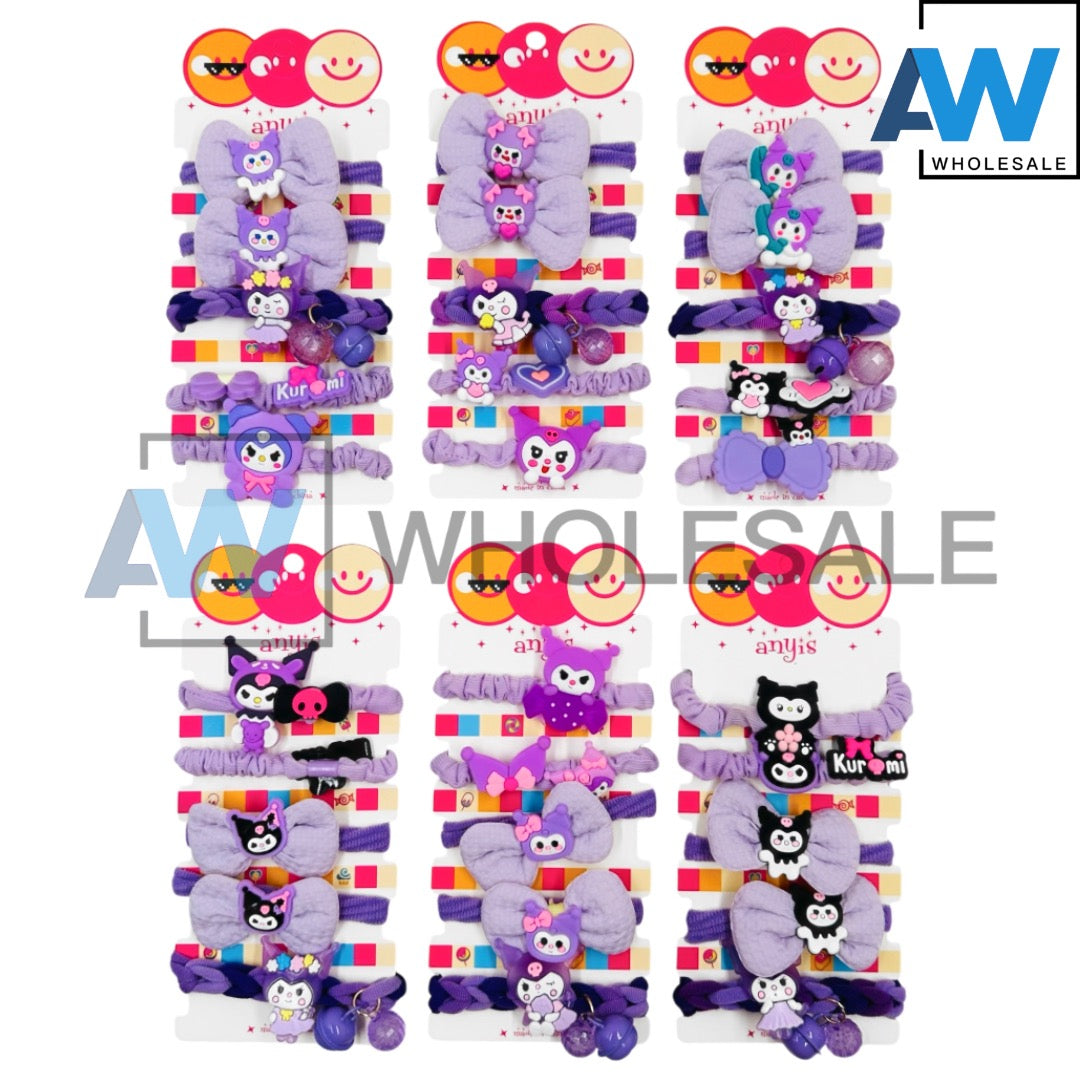 HPN-2168 (8 pcs) 5 in 1 K Character Hair Tie Sets