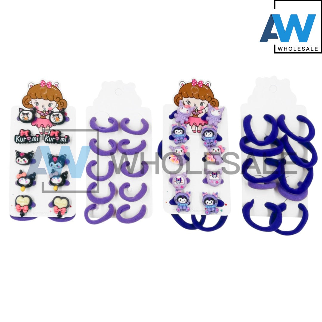 HPN-2188 (1 card) K Character Hair Ties Set