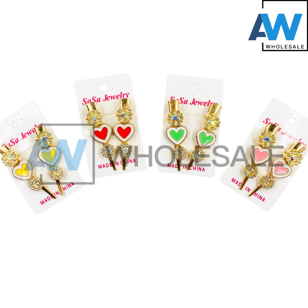 HPN-2227 (10 pcs) Heart Diamond Hair Clips