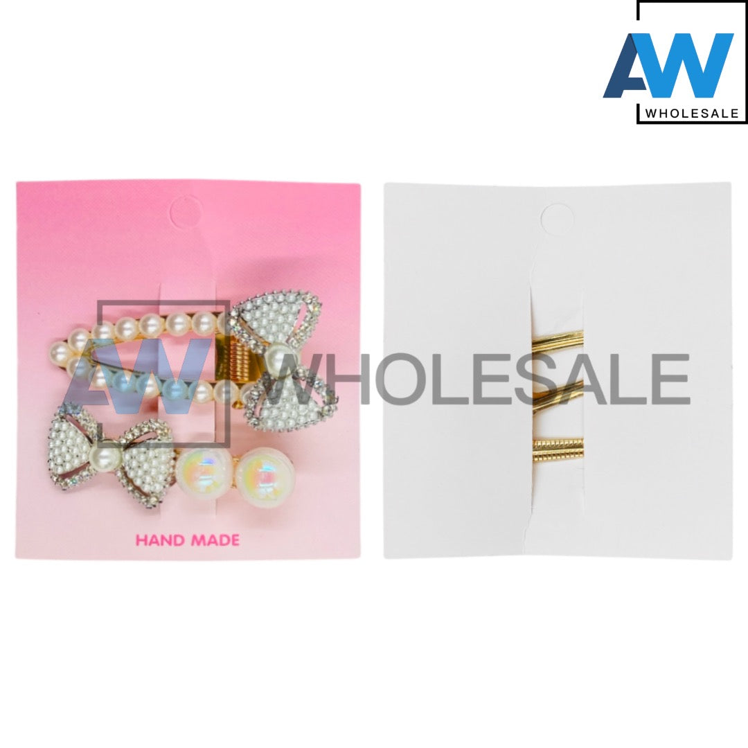 HPN-2263 (12 cards) Pearl 2 in 1 Hair Clip Set