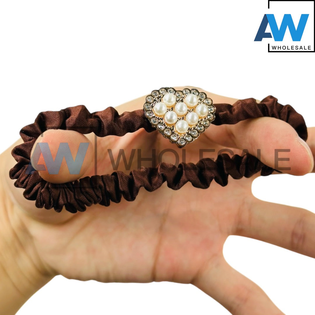 HPN-2267 (10 pcs) Pearl Hair Scrunchies Hair Ties