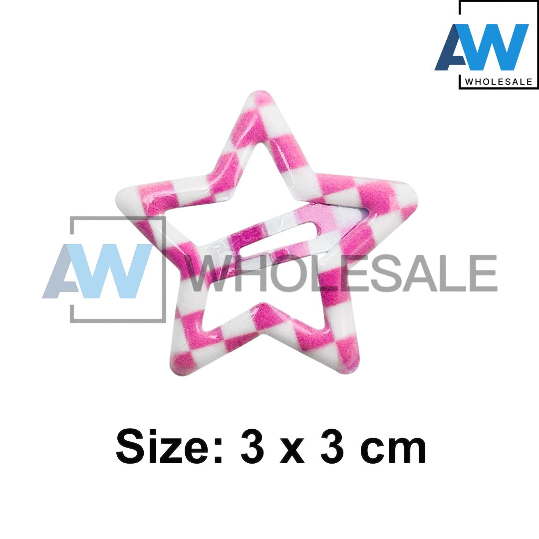 HPN-2445 (10 pcs) UV Printed Star Snap Hair Clip
