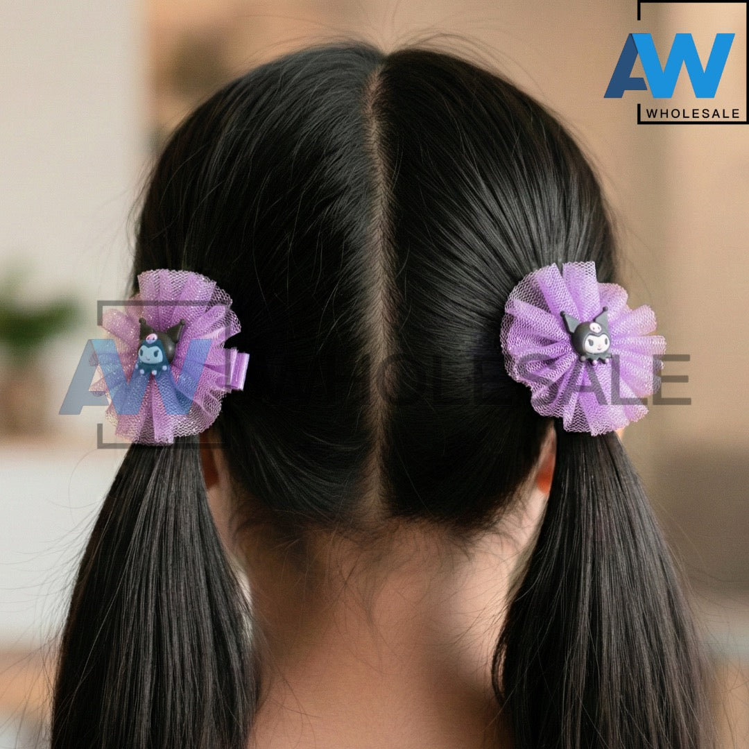 HPN-2446 (12 pairs) 2 in 1 Character Mesh Flower Hair Clips