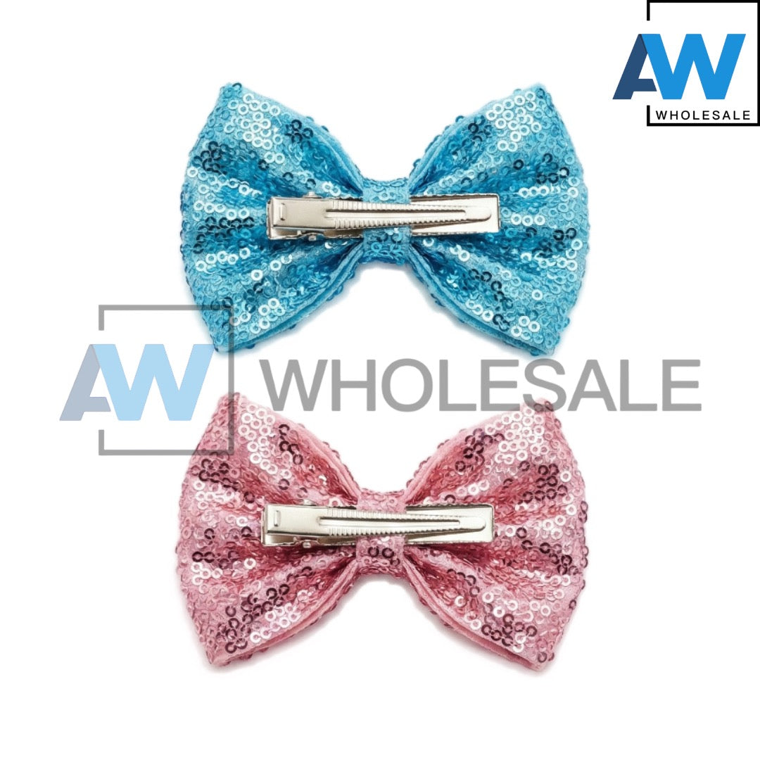 HPN-2494 (10 pcs) Big Sequin Ribbon Hair Clip