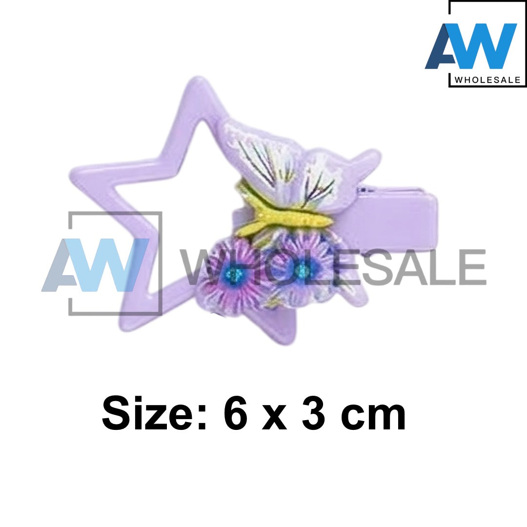 HPN-2526 (10 pcs) Butterfly Star Hair Clips