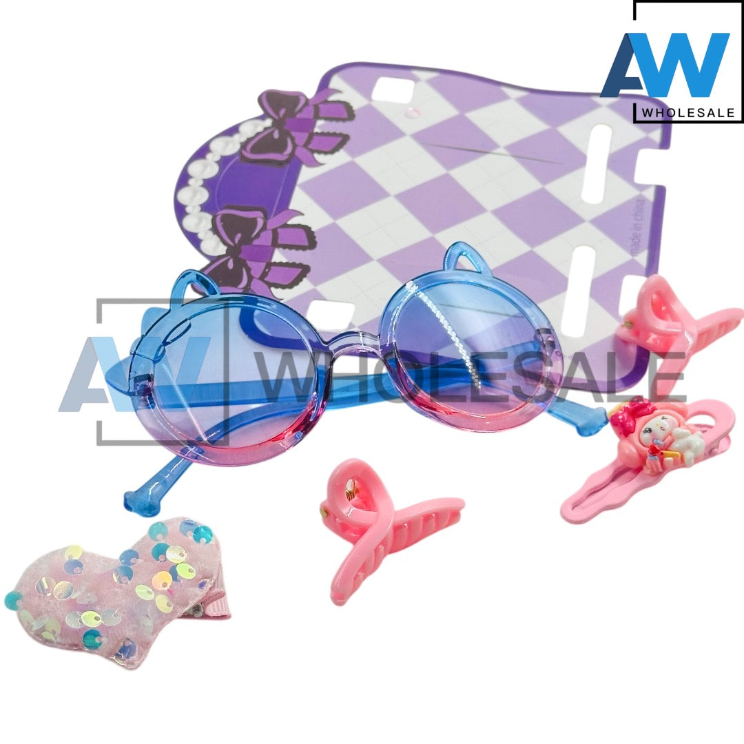 HPN-2562 (1 card) 5 in 1 Sunglasses + Hair Clip Set