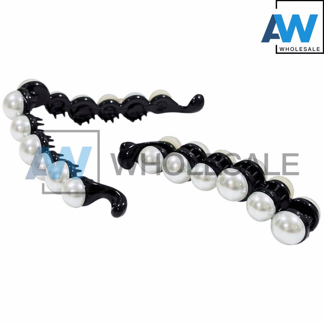 HPN-2566 (12 pcs) Pearl Banana Hair Clip