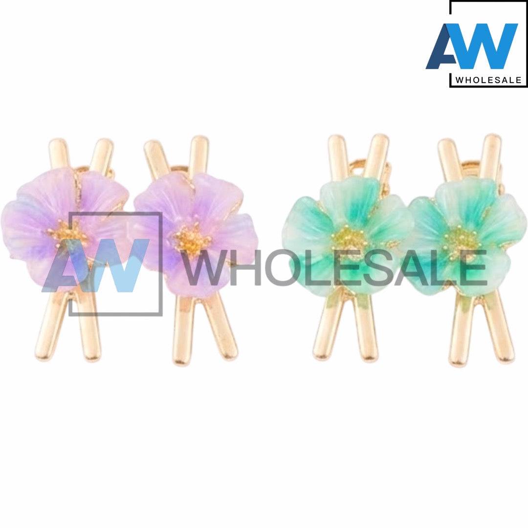 HPN-2573 (10 pcs) Flower Metal Hair Clips