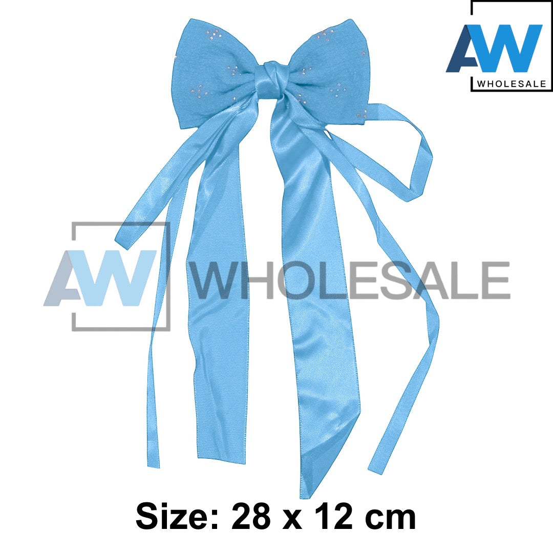 HPN-2585 (12 pcs) Long Ribbon Bow Hair Clips