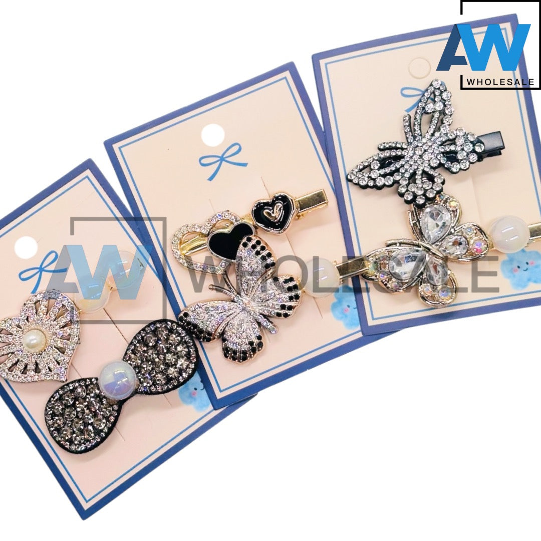 HPN-2589 (12 cards) 2 in 1 Butterfly Hair Clip Set