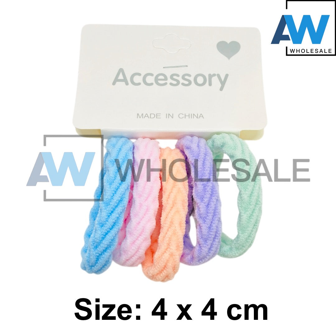 HPN-2596 (12 cards) Braided Fabric 5 in 1 Hair Tie Set