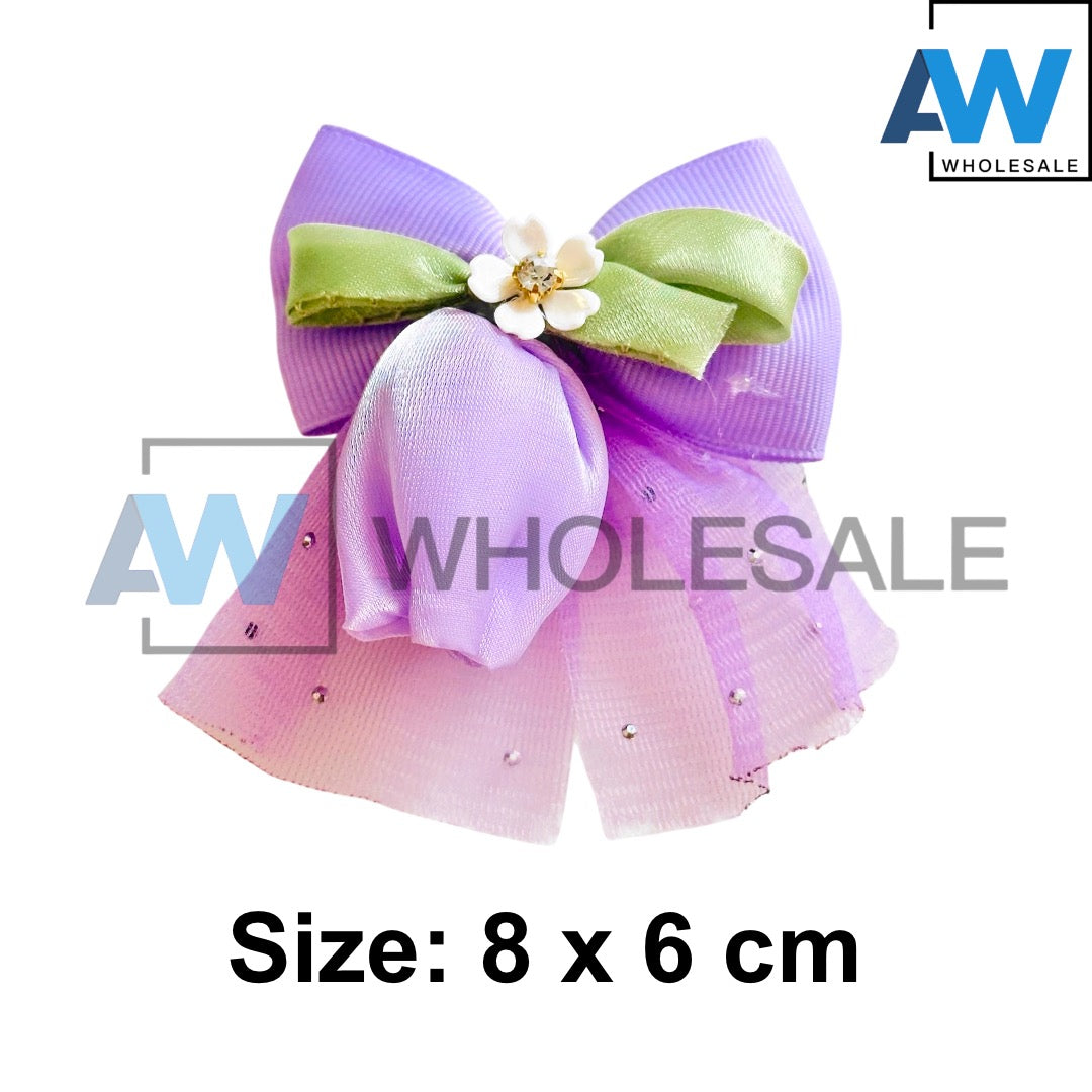 HPN-2646 (10 pcs) Tulip Ribbon Hair Clips