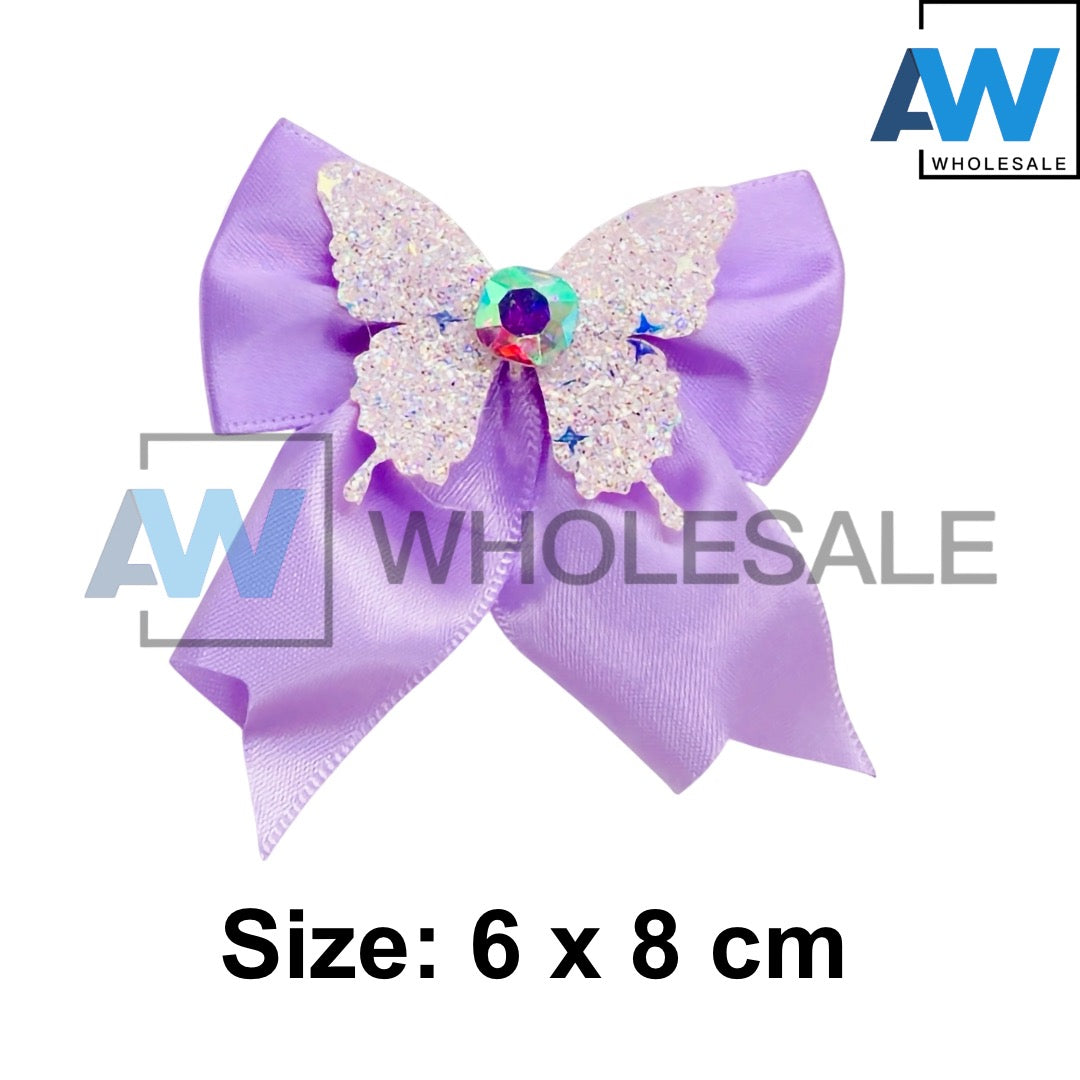 HPN-2651 (12 cards) Pearl Ribbon Hair Clip Set