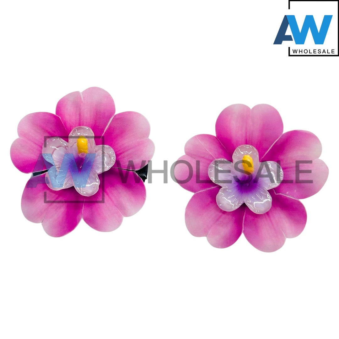 HPN-2653 (10 pcs) Double Layer Flower Hair Clip Set