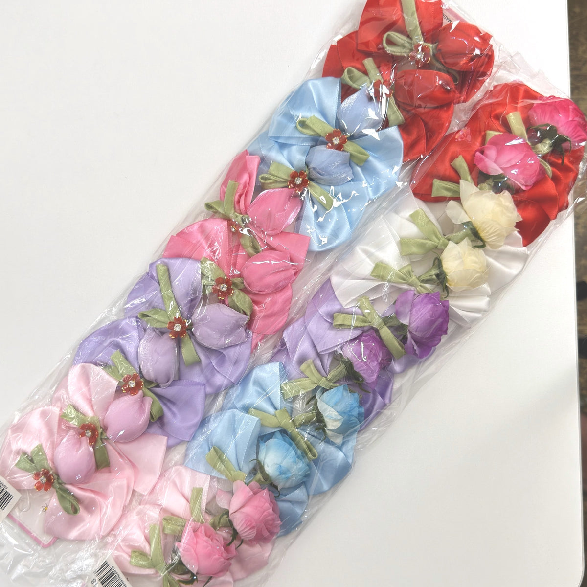 HPN-2718 (12 cards) Flower Bow Ribbon Hair Clip