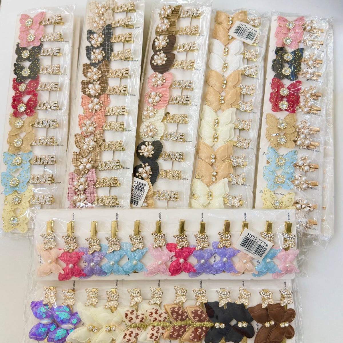 HPN-2739 (24 pcs) Butterfly Hair Clip Set