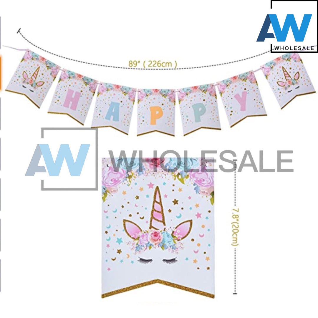 PS-316 (1 set) Unicorn Happy Birthday Banner