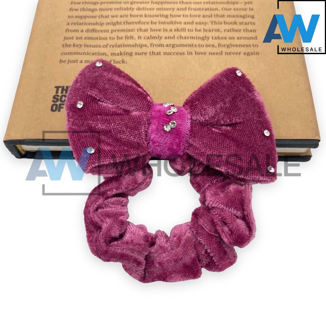 HPN-1476 (10 pcs) Velvet Ribbon Scrunchies Hair Ties