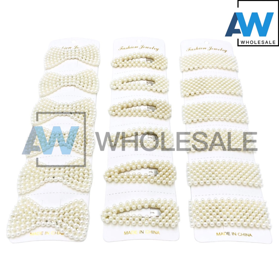 HPN-12 (12 pcs) Pearl Snap Hair Clip