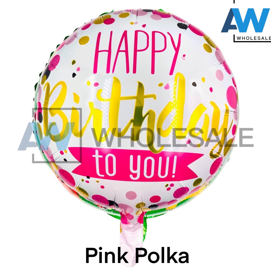 PS-344 (1 pc) Happy Birthday Round Foil Balloon
