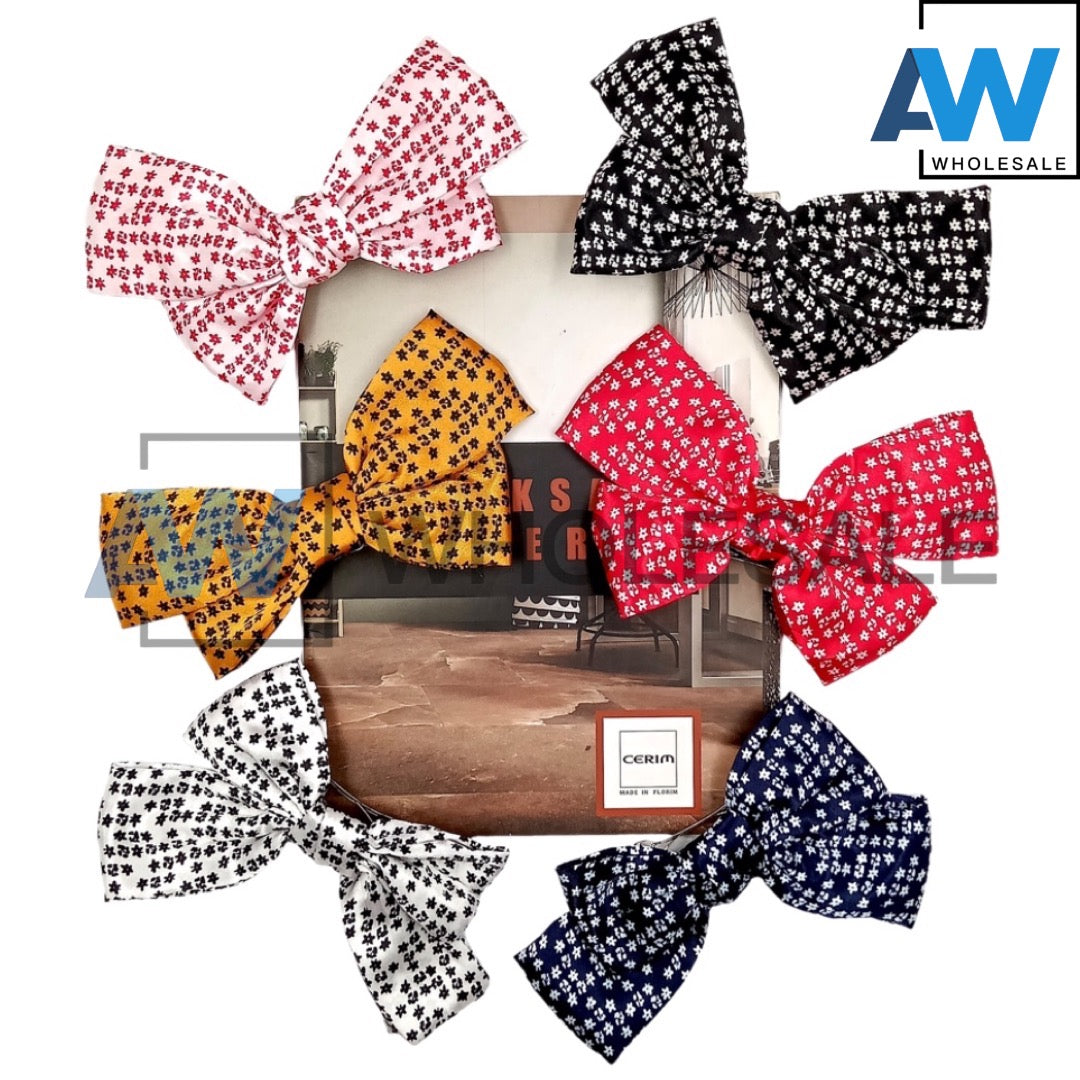 HPN-687 (12 pcs) Satin Bow French Barrette Hair Clips