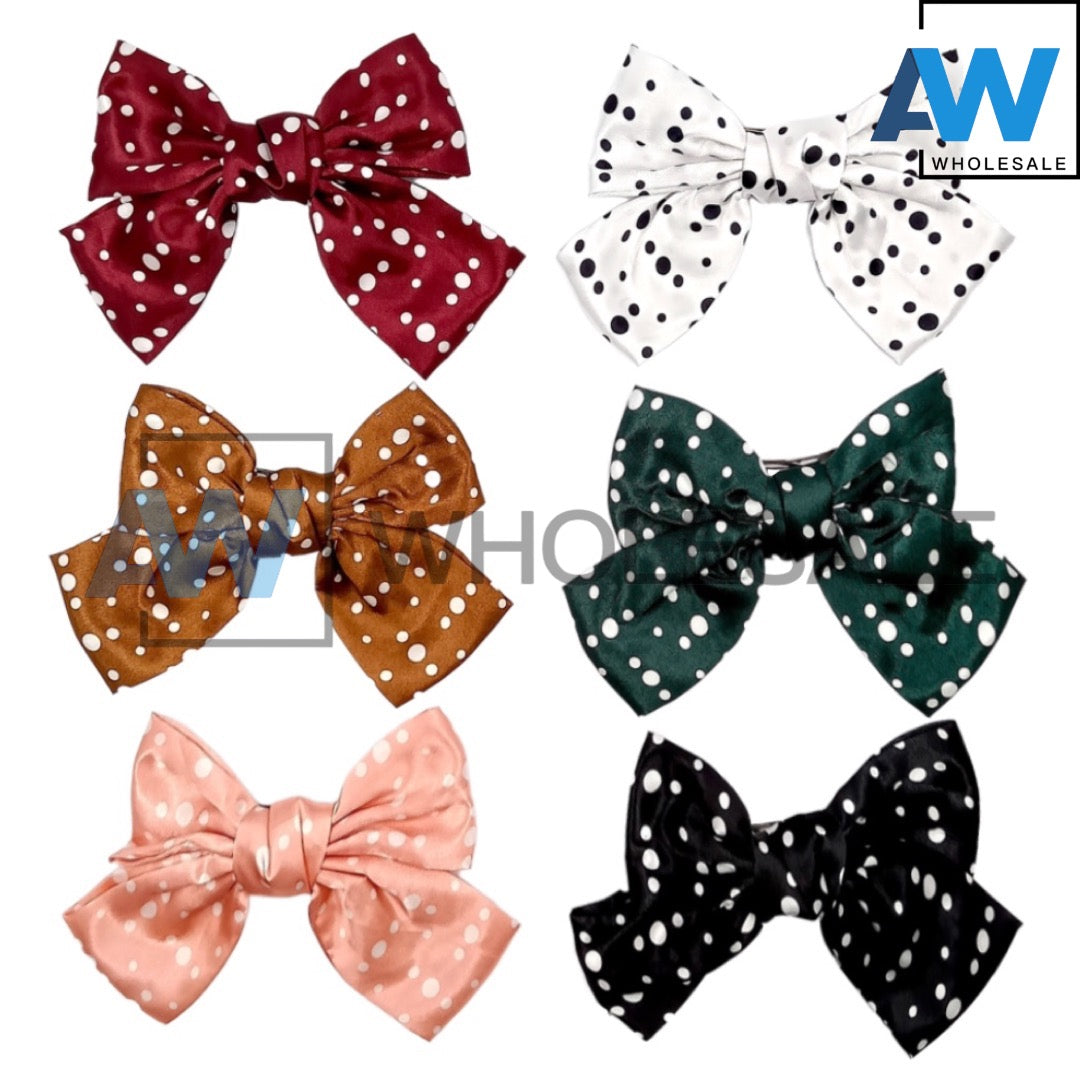 HPN-687 (12 pcs) Satin Bow French Barrette Hair Clips