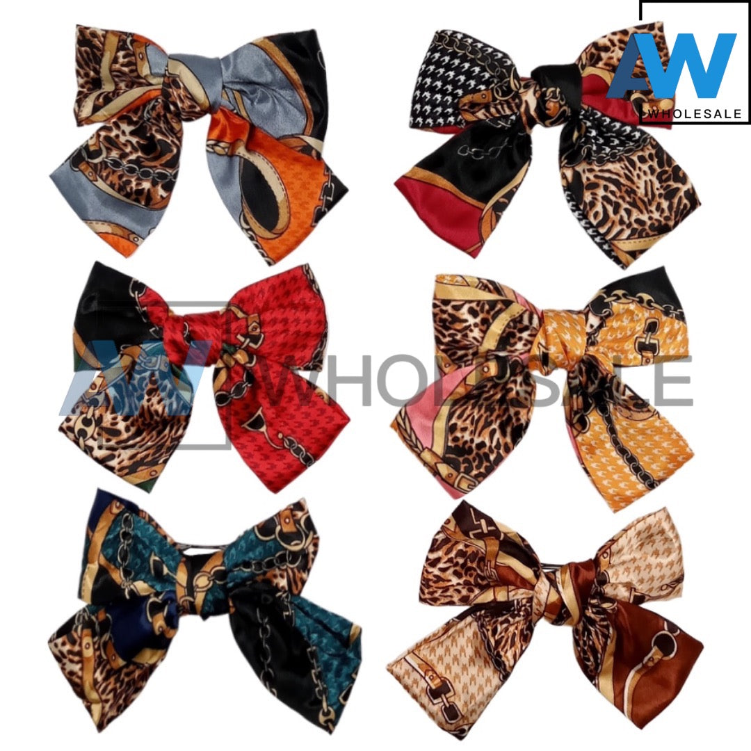 HPN-687 (12 pcs) Satin Bow French Barrette Hair Clips
