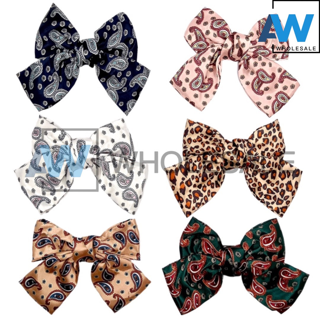 HPN-687 (12 pcs) Satin Bow French Barrette Hair Clips