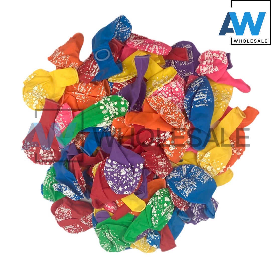 PS-147 (100 pcs) Happy Birthday Metallic Balloons