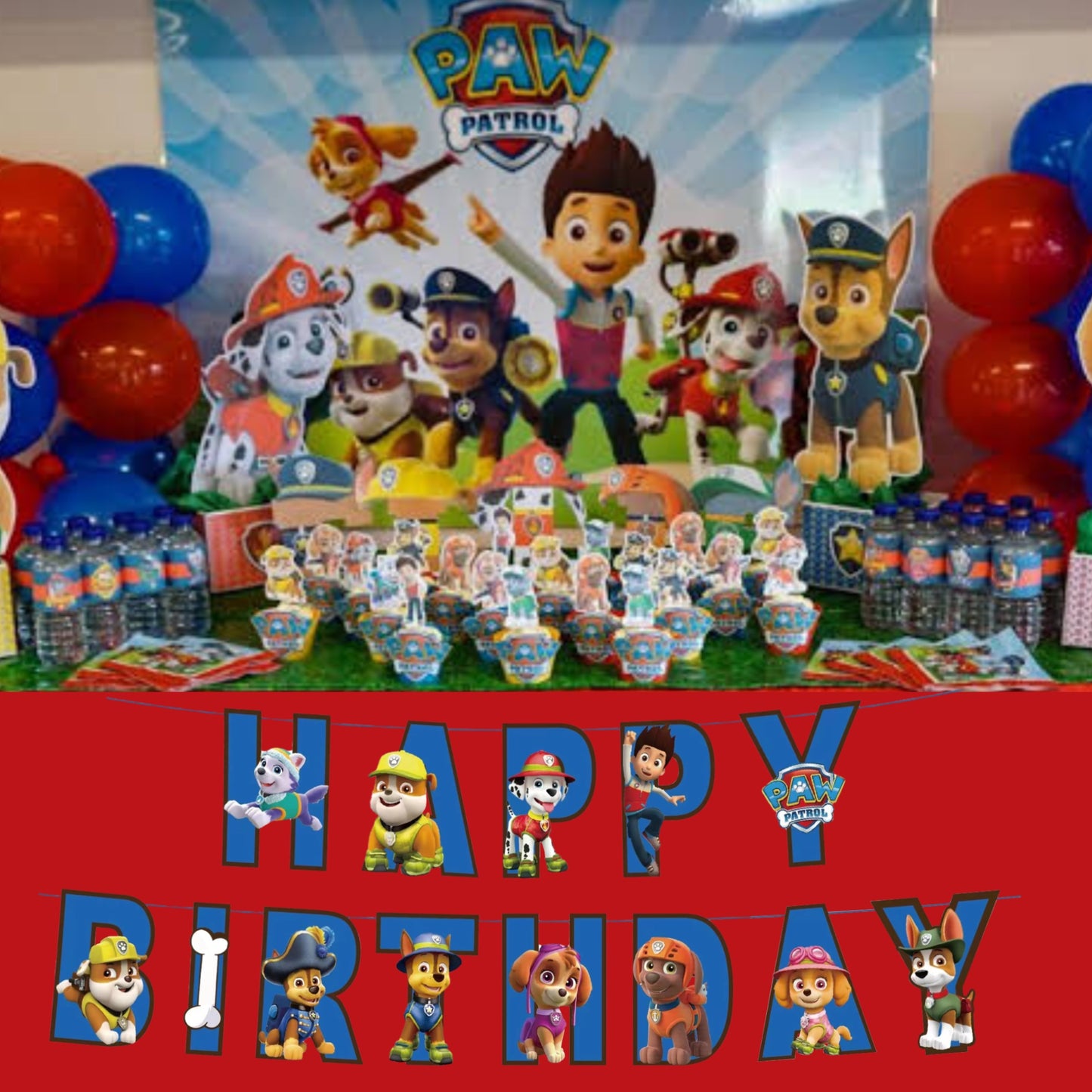 PS-308 (1 set) Paw Patrol Happy Birthday Banner