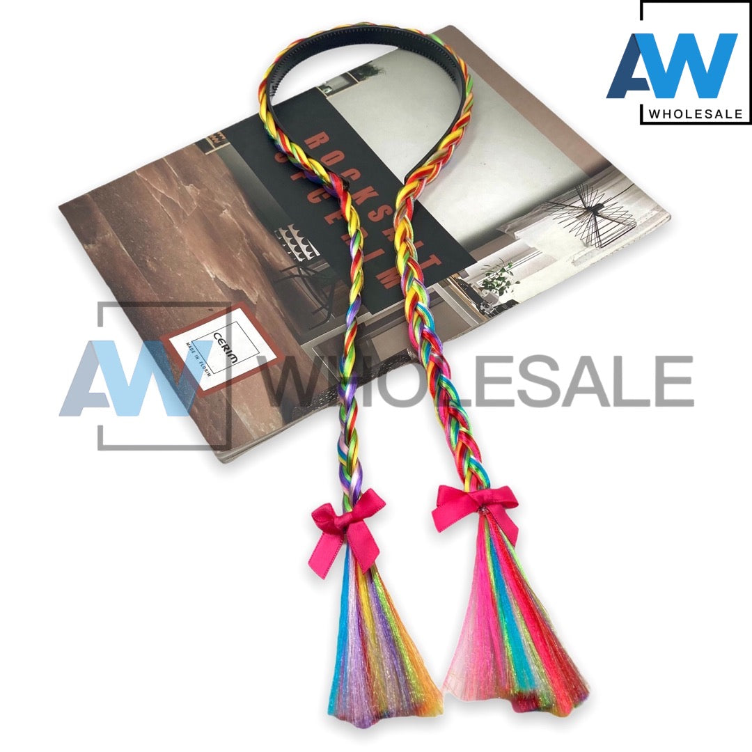 HB-789A (12 pcs) Braided Synthetic Hair Headbands
