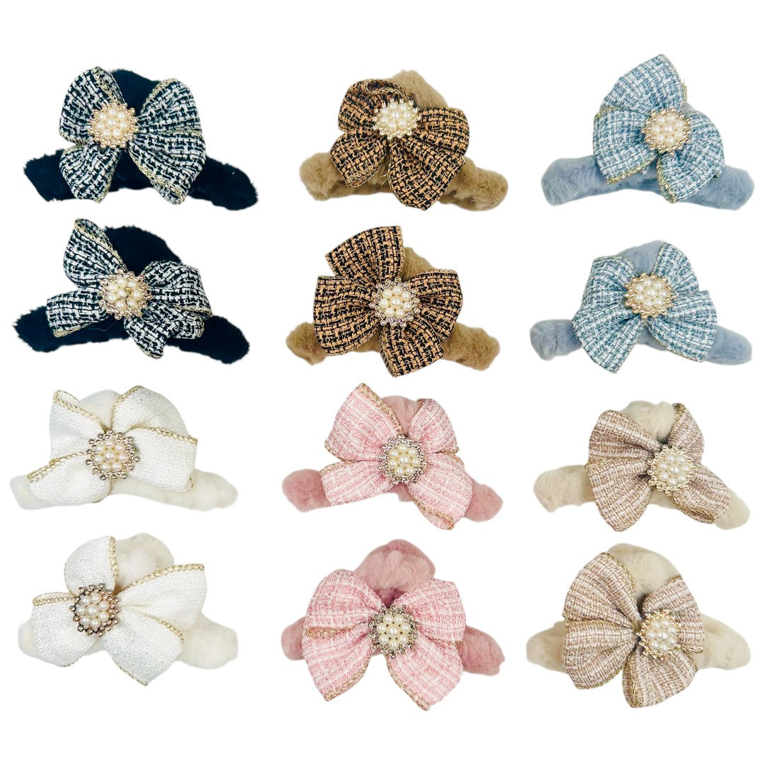 AB-1244 (12 pcs) Faux Fur 11 cm Hair Clamps