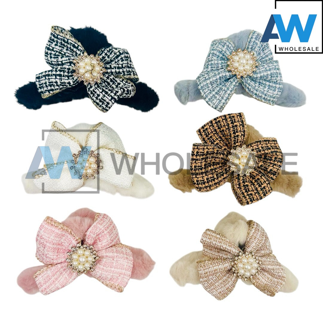 AB-1244 (12 pcs) Faux Fur 11 cm Hair Clamps