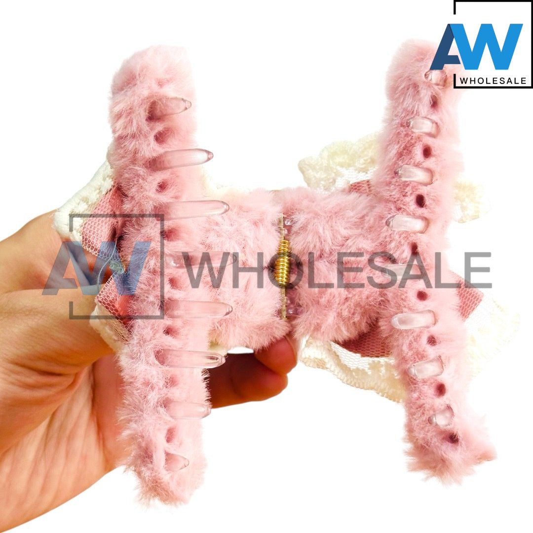 AB-1246 (12 pcs) Faux Fur 11 cm Hair Clamps