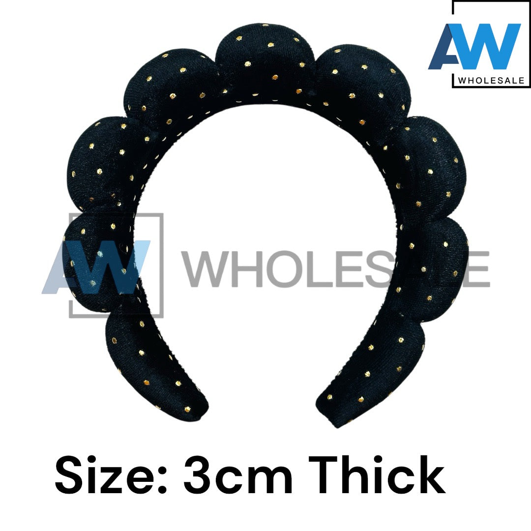 HB-1646 (6 pcs) Golden Dot Plush Headbands