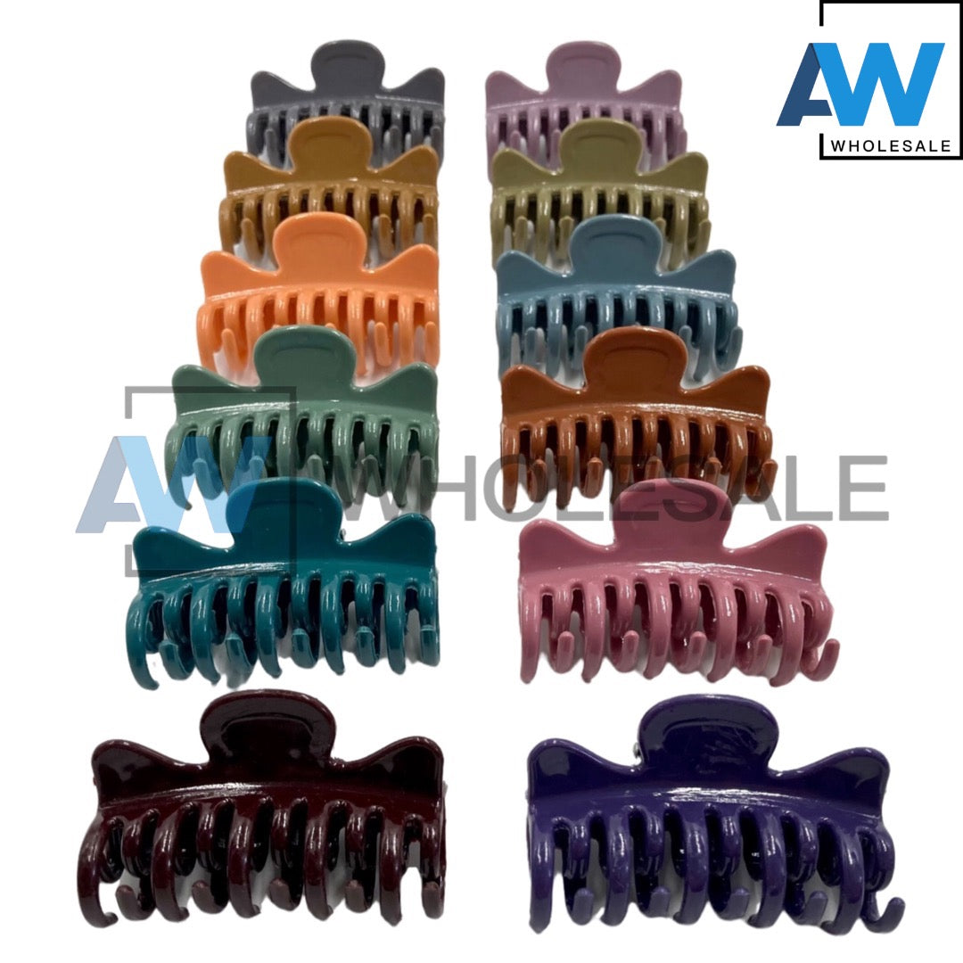 AB-524 (12 pcs) Glossy Cat Ear Hair Clamps
