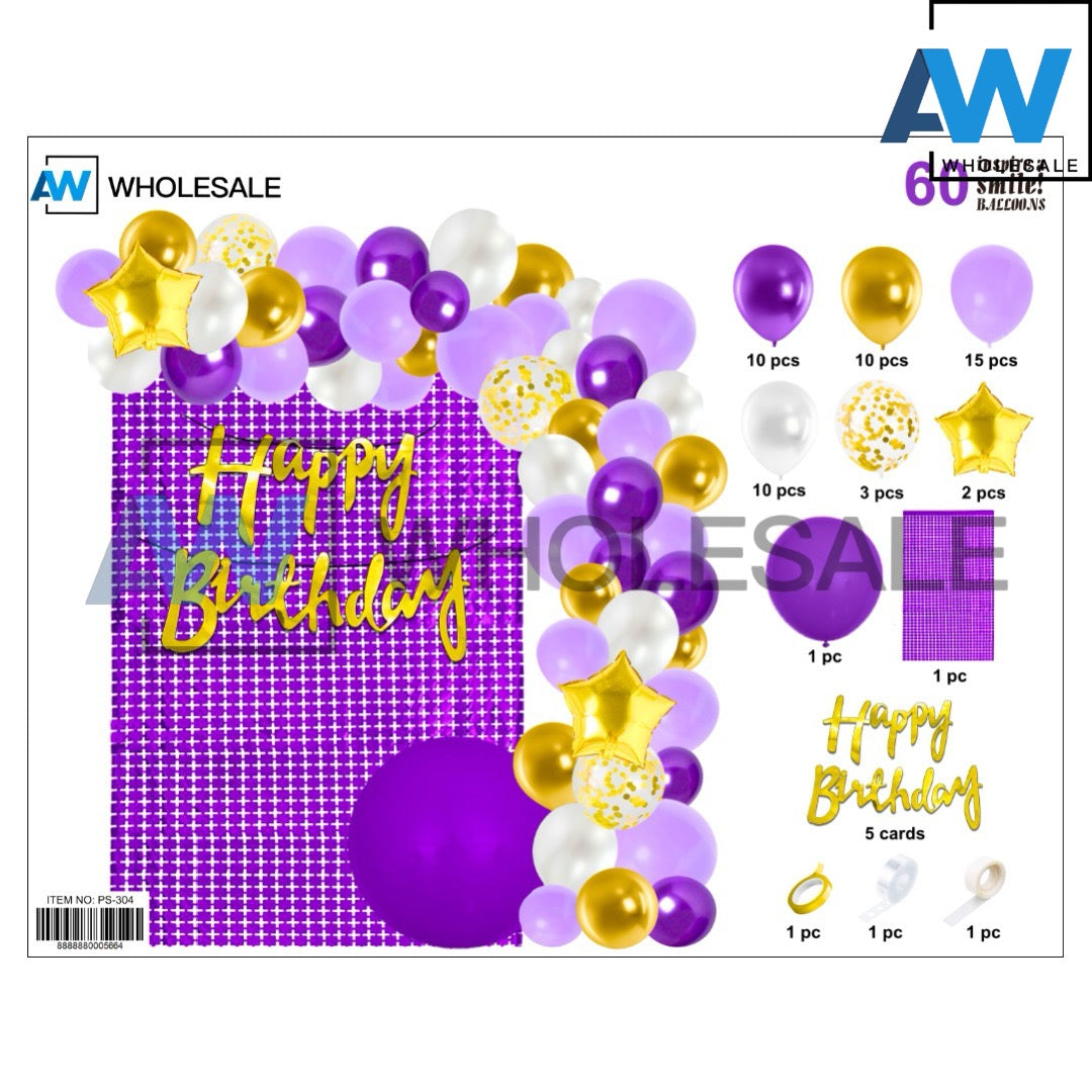 PS-304 (1 set) 60 in 1 Mini Sequin Balloon Backdrop Set