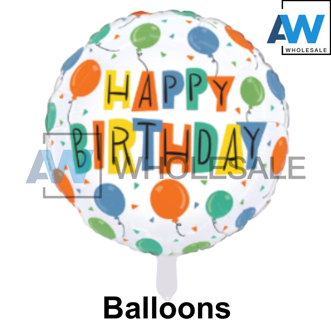 PS-344 (1 pc) Happy Birthday Round Foil Balloon