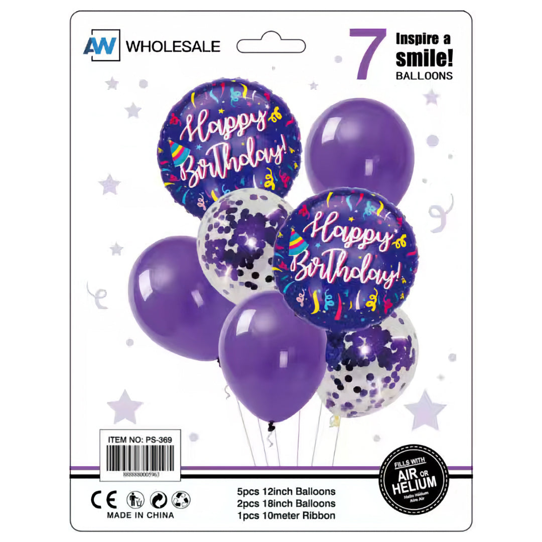 PS-369 (1 set) 7 in 1 Metallic Happy Birthday Set