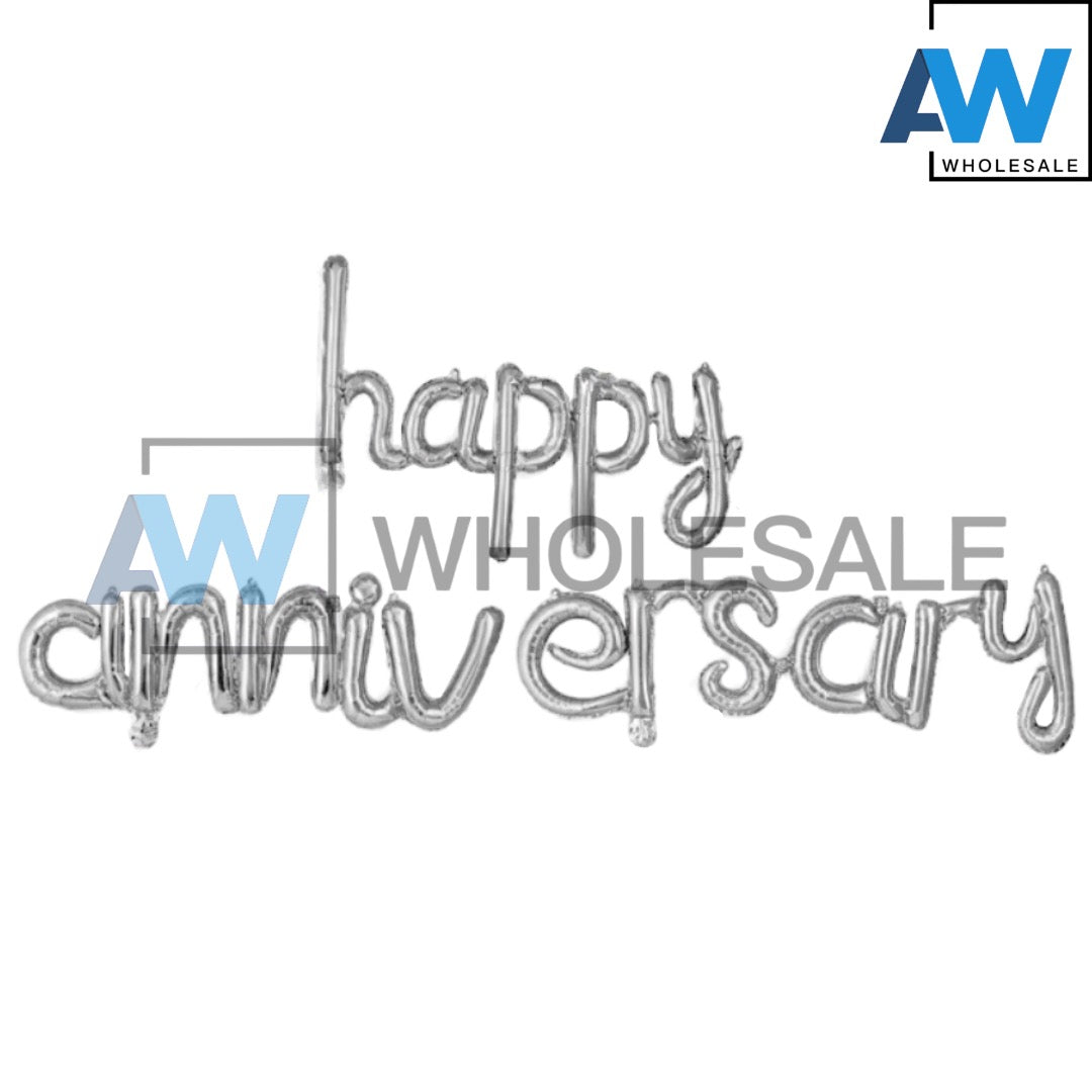 PS-401 (1 set) Happy Anniversary Cursive Foil Balloon