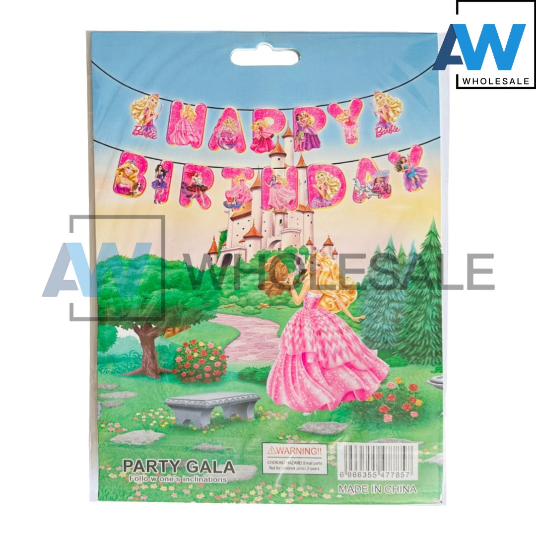 PS-418 (1 set) Barbie Happy Birthday Banner