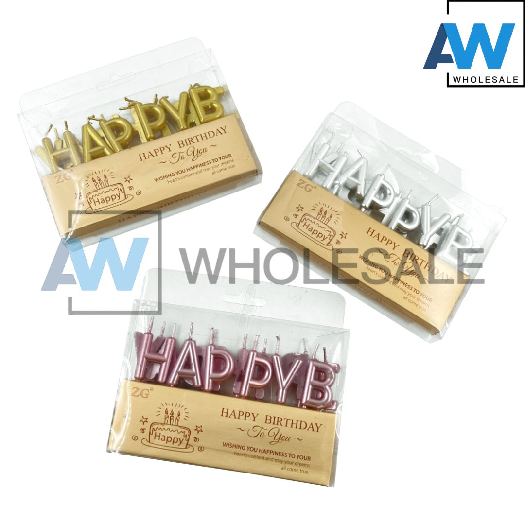 PS-437 (1 set) Metallic Happy Birthday Candle