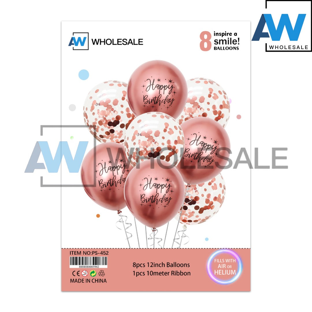 PS-452 (1 set) 8 in 1 HBD Chrome Balloon Set