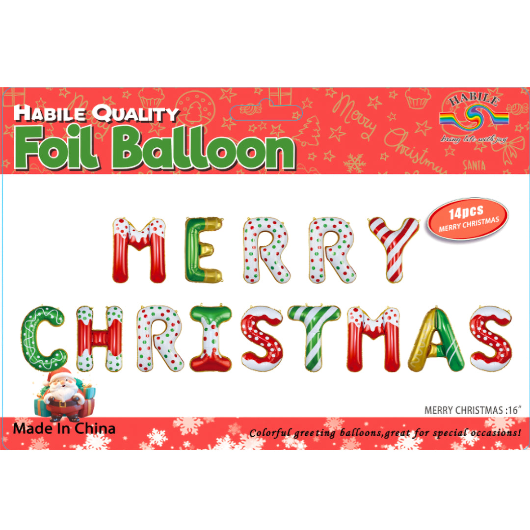 PS-570 (1 set) 16 Inches Merry Christmas Balloon Set