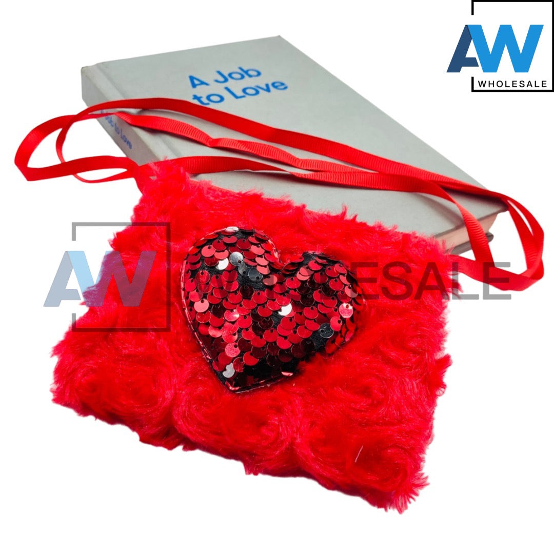 XP-1104 (12 pcs) Single Zipper Sequin Feather Kids Sling Bag